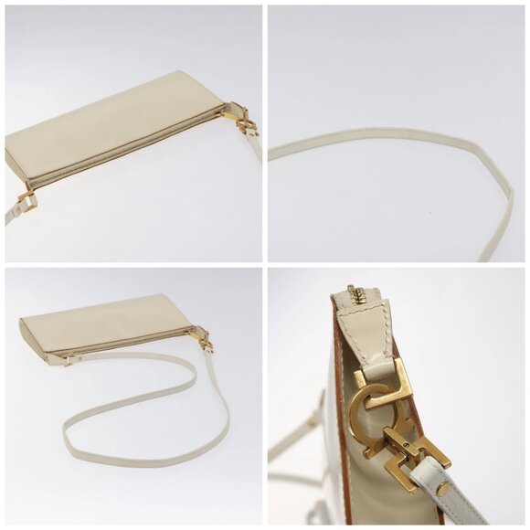 Salvatore Ferragamo Gancini Shoulder Bag Leather Ivory Gold Auth 122679 - Picture 16 of 16